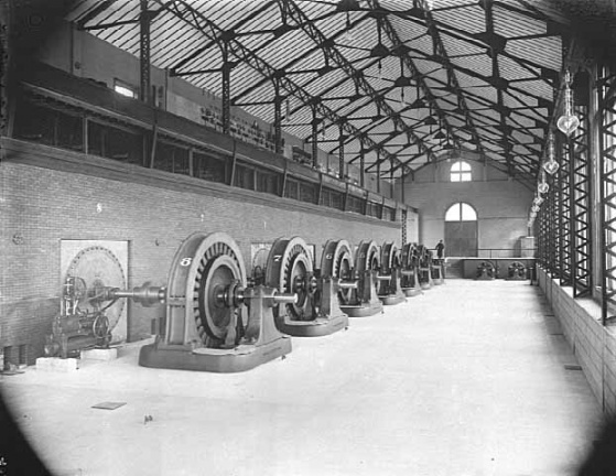 A large hydroelectric power plant, circa 1889.
